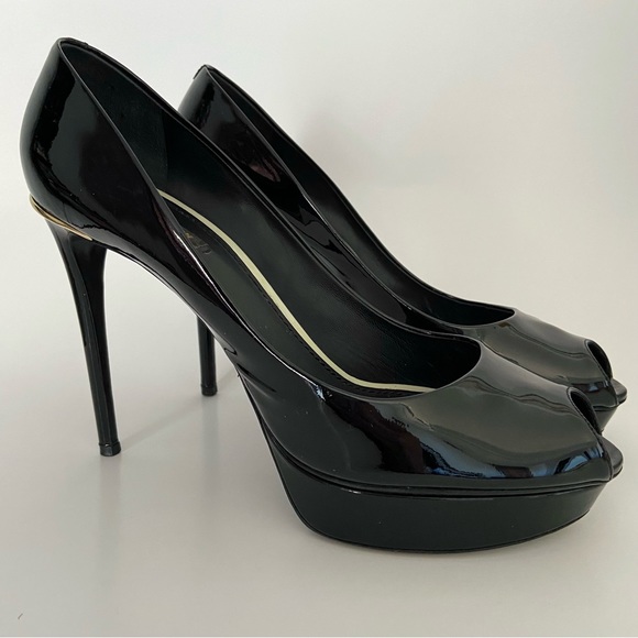 Louis Vuitton Black Patent Leather Peep Toe Platform High Heel Pumps Size 41 - Picture 2 of 16